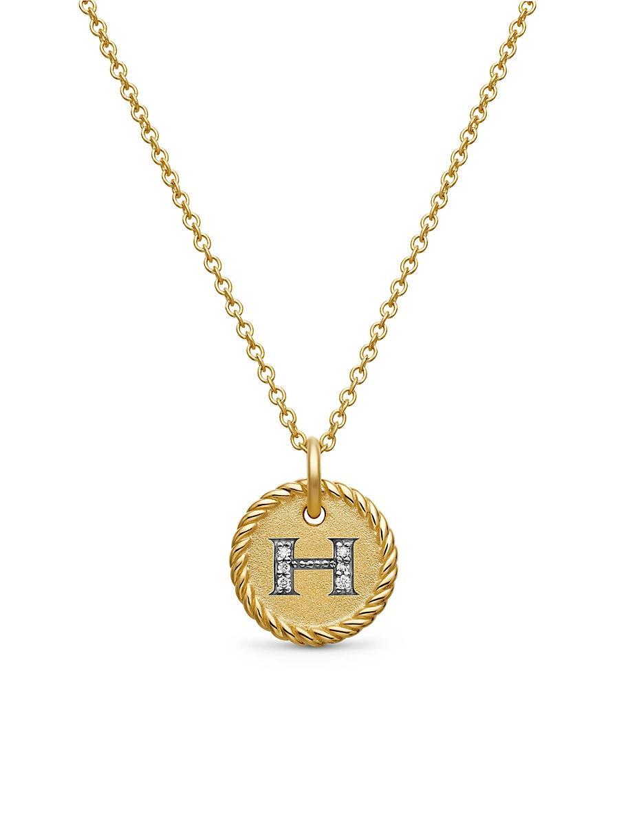 David Yurman Cable Collectibles Initial Pendant with Diamonds in Gold on Chain, 16-18 Product Image