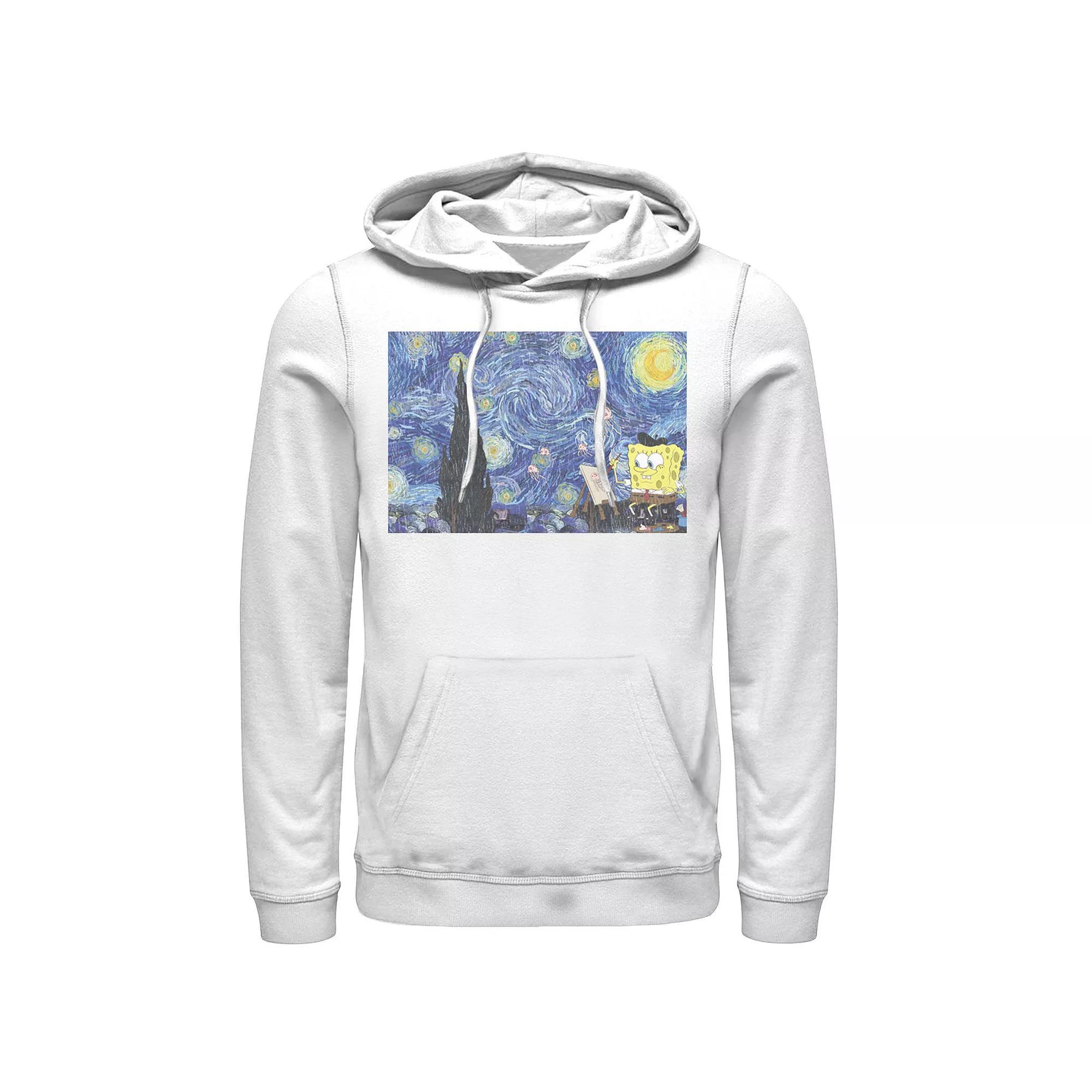 Men's Nickelodeon SpongeBob SquarePants Starry Night Painting Hoodie, Size: Large, White Product Image