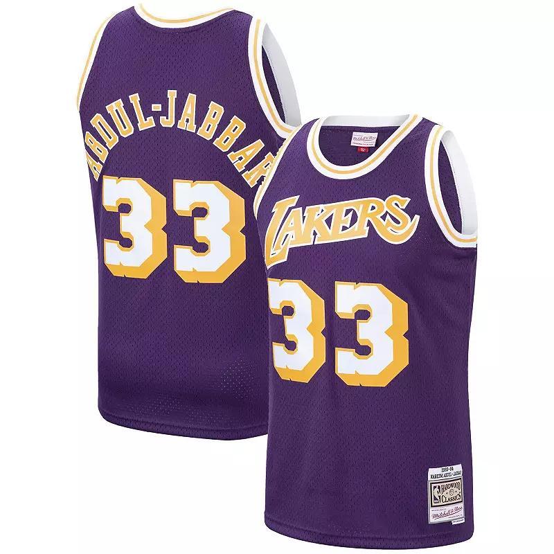 Mens Mitchell & Ness Kareem Abdul-Jabbar Los Angeles Lakers Hardwood Classics Swingman Jersey Product Image
