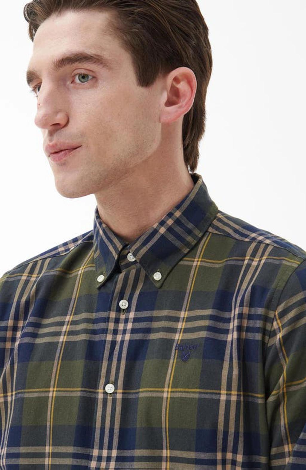BARBOUR Edgar Tailored Button Down Long Sleeve Shirt In Green Product Image