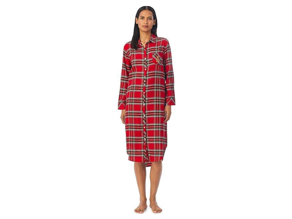 Lauren Ralph Lauren Long Sleeve Ballet Sleepshirt Plaid) Women's Pajama Product Image