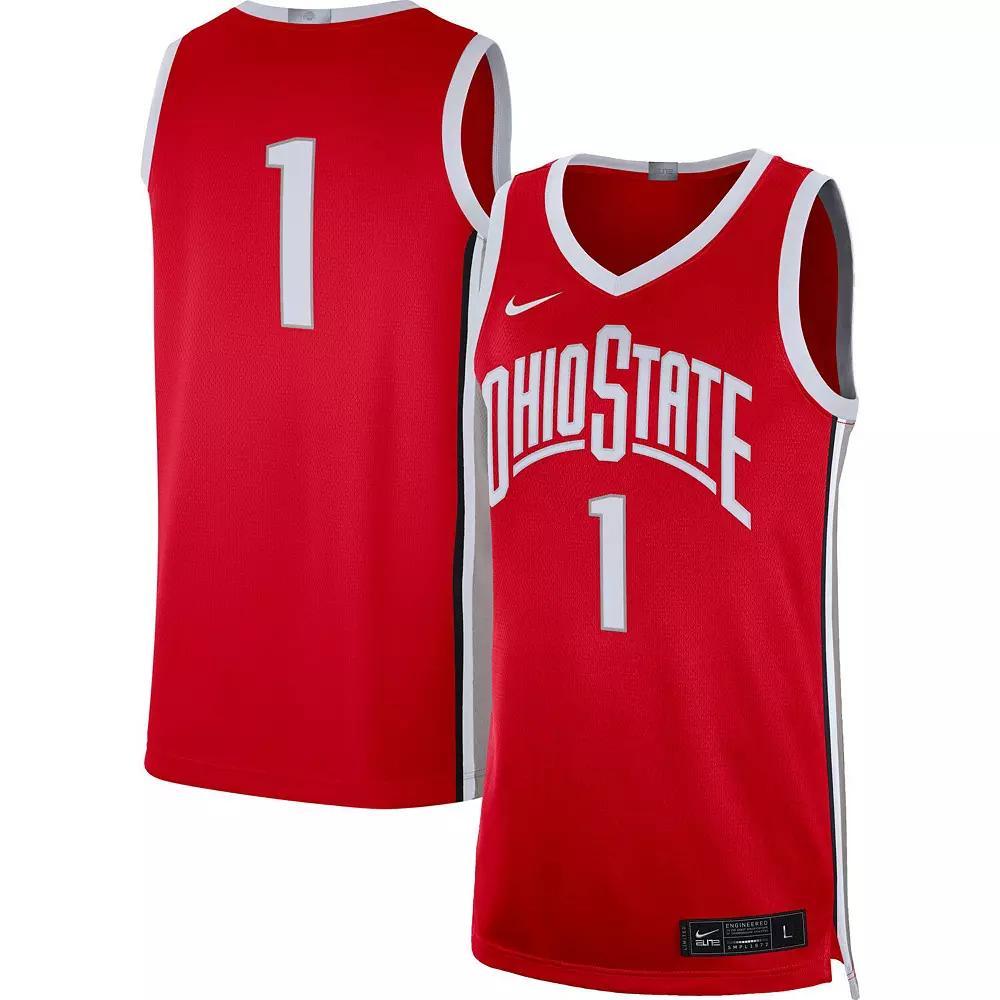 Men's Nike #1 Scarlet Ohio State Buckeyes Limited Basketball Jersey, Size: 2XL, Red Product Image