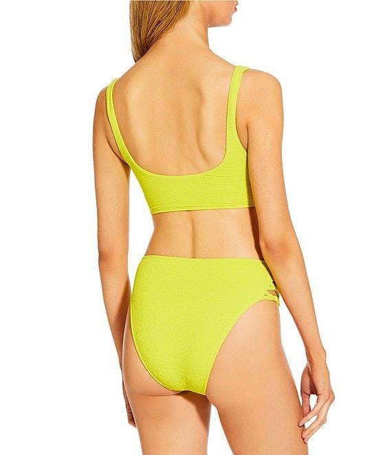 GB Solid Scrunchie Texture Knotted Side High Waisted Swim Bottom Product Image