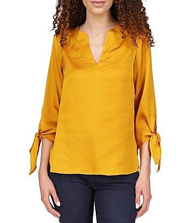 MICHAEL Michael Kors Solid Satin Tie Top (Bright Terracotta) Women's Blouse Product Image