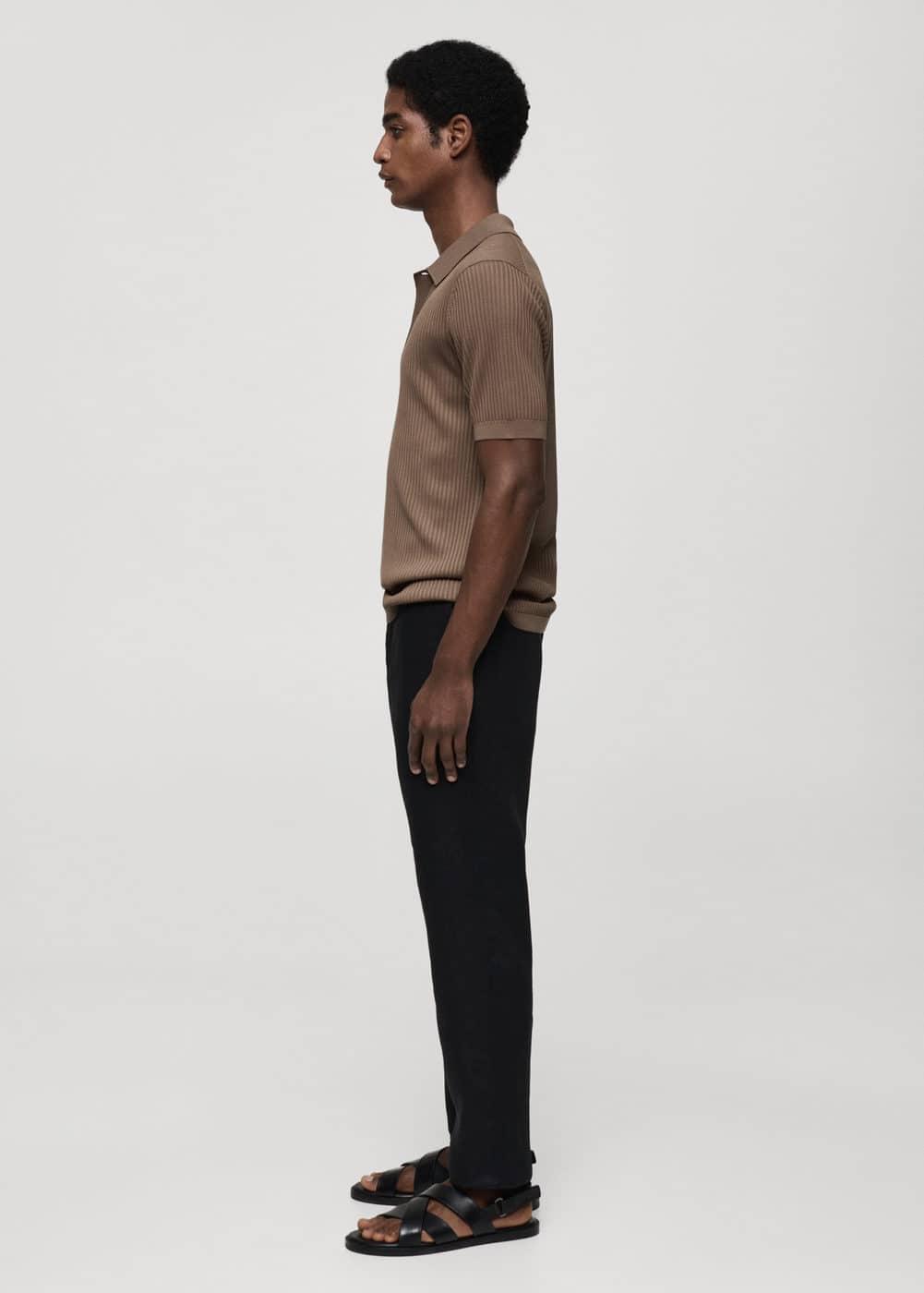 Mango Mens Short Sleeve Cotton Linen Shirt Pants Set Product Image