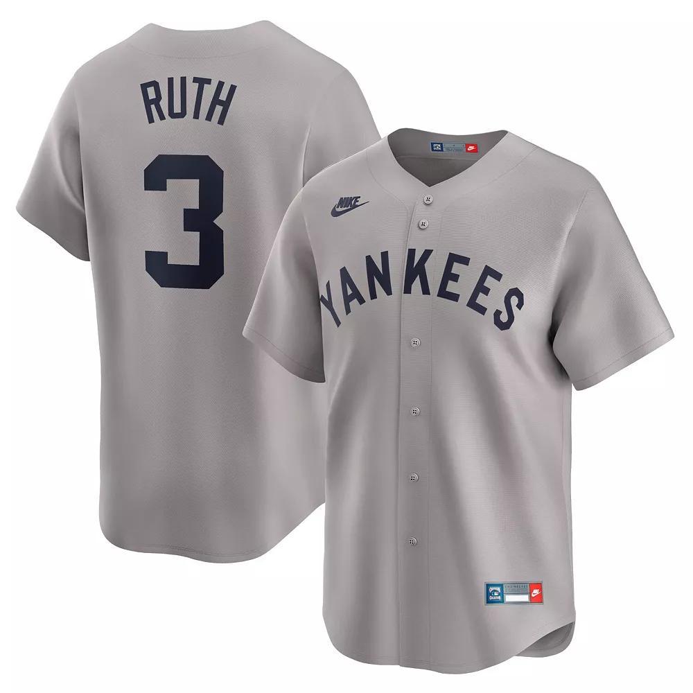 Men's Nike Babe Ruth Gray New York Yankees Throwback Cooperstown Collection Limited Jersey, Size: Medium, Grey Product Image