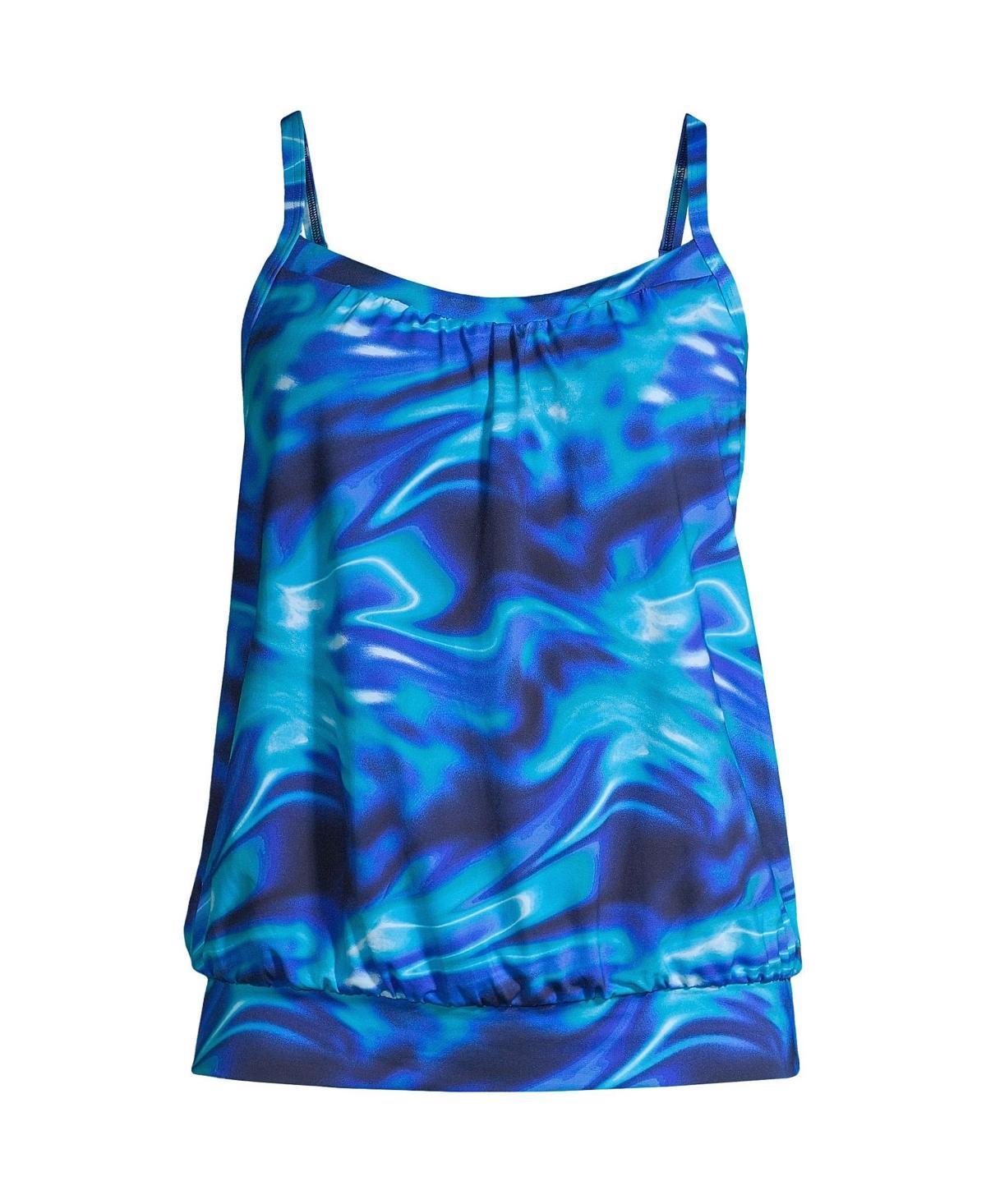 Women's Lands' End DDD-Cup Bust-Minimizer Blouson Chlorine-Resistant Tankini Swim Top, Size: 8 Ddd, Deep  Blue Product Image