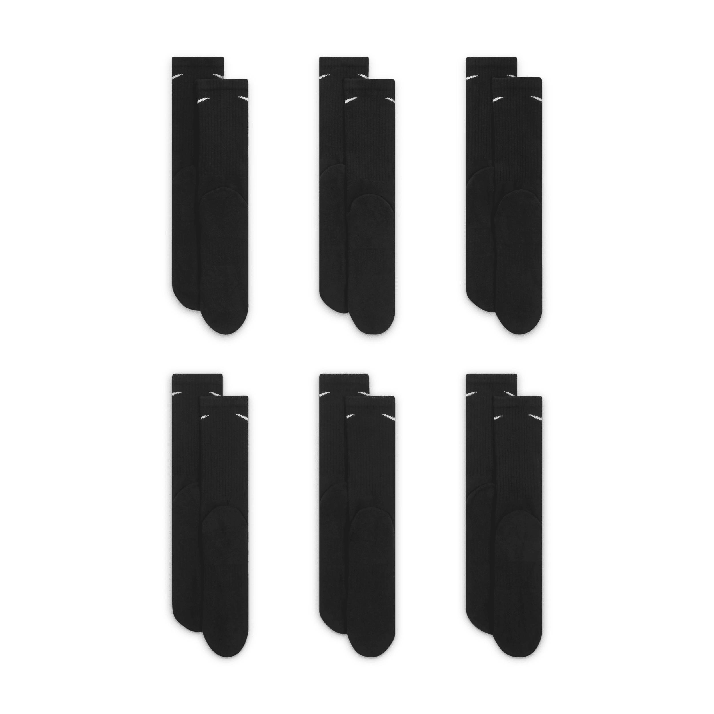 Men's Nike 6-Pack Everyday Cushioned Crew Training Socks, Size: 8-12, Black Product Image