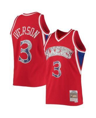 Men's Mitchell & Ness Allen Iverson Red Philadelphia 76ers 1996-97 Hardwood Classics 75th Anniversary Diamond Swingman Jersey, Size: Large, 76r Red Product Image