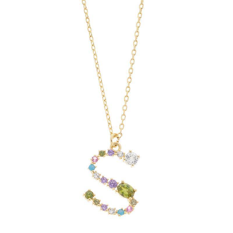 City Luxe Gold Tone Cubic Zirconia Initial Pendant Necklace, Women's, Gold Tone S Product Image