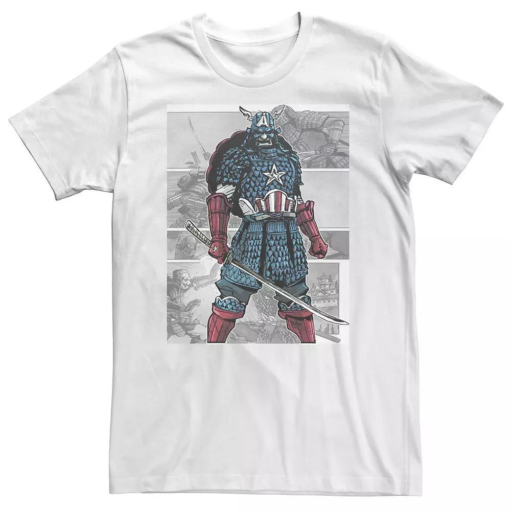 Big & Tall Marvel Captain America Samurai Comic Scenes Tee, Men's, Size: 4XL Tall, White Product Image