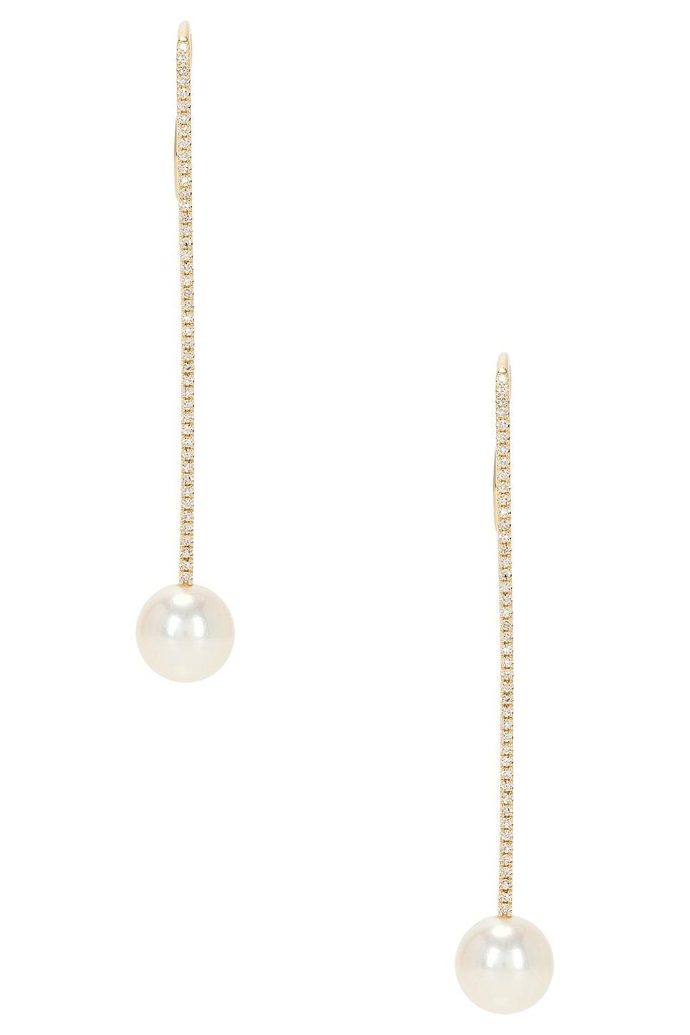 Diamond Ball Pearl Drop Earring EF COLLECTION Product Image