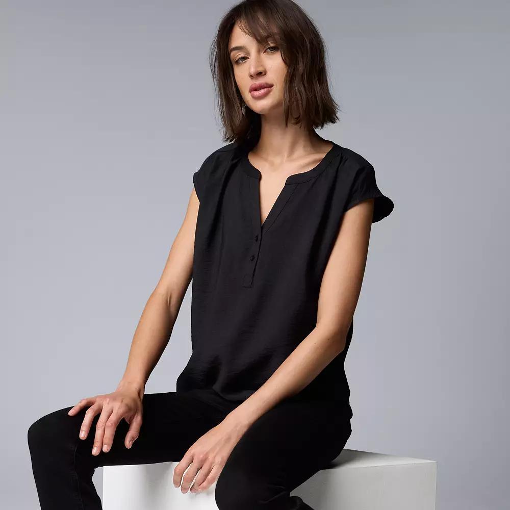 Women's Simply Vera Vera Wang Dolman Popover Top, Size: Small, Black Product Image