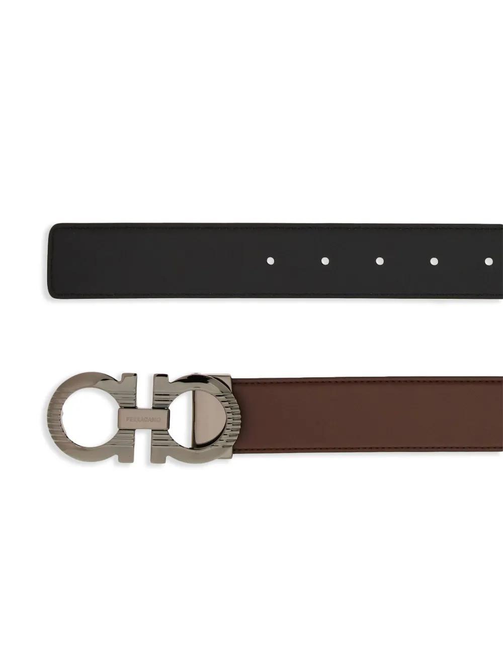 Gancini-buckle reversible leather belt Product Image