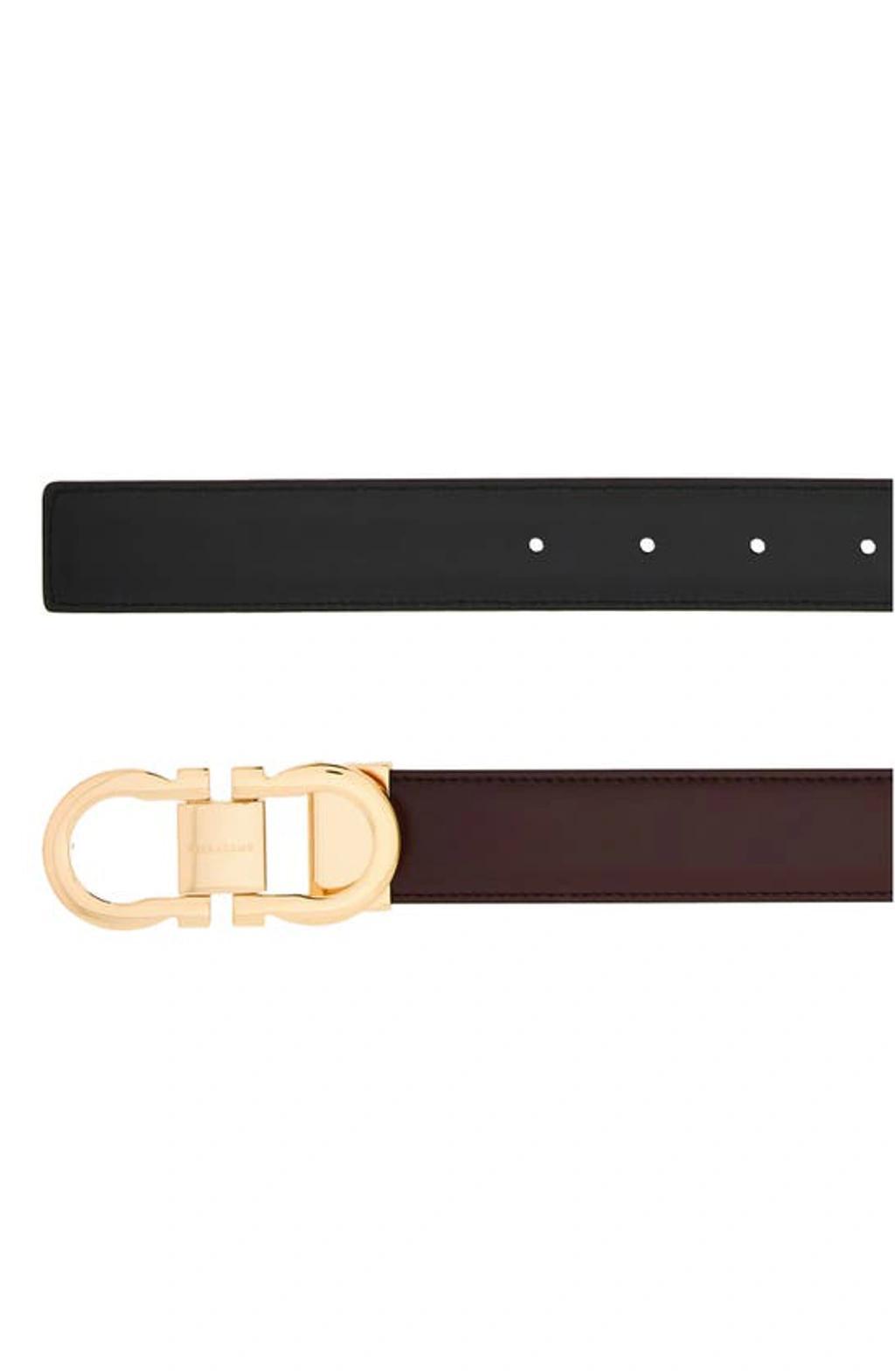 FERRAGAMO Gancio Buckle Leather Belt In Dark Barolo Nero Product Image