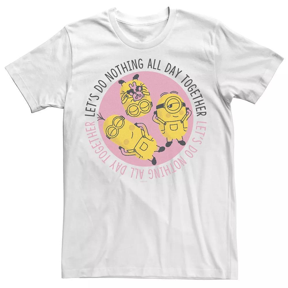 Men's Minions Let's Do Nothing All Day Together Circle Portrait Tee, Size: Medium, White Product Image