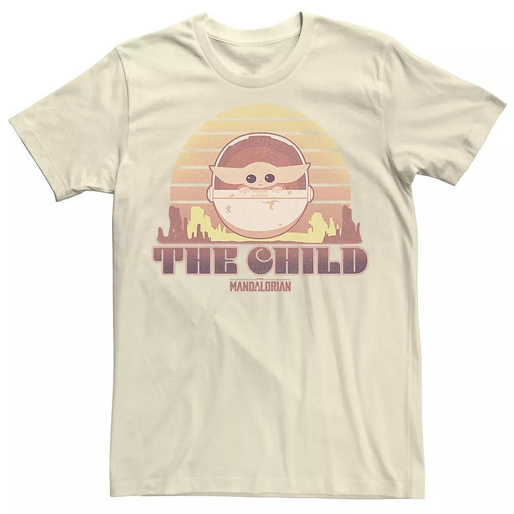 Men's Star Wars The Mandalorian The Child Retro Line Portrait Tee, Size: Medium, Natural Product Image