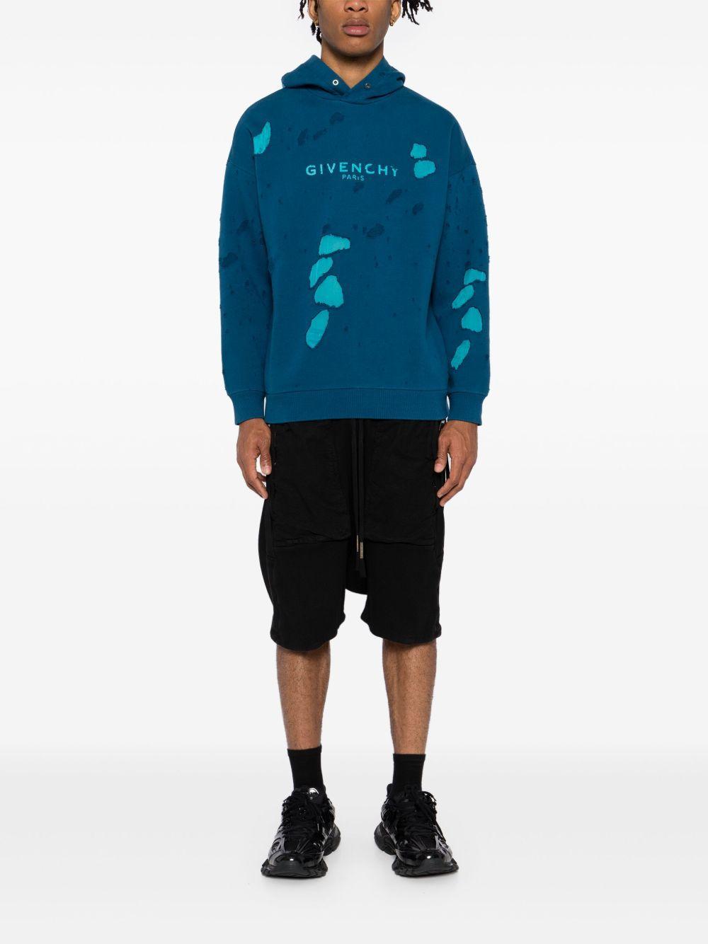 distressed logo-print hoodies Product Image