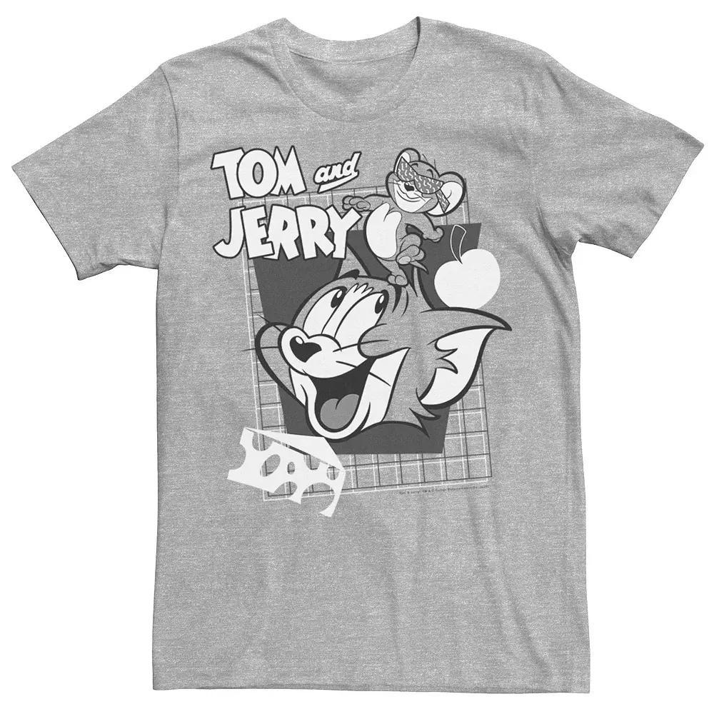 Mens Tom And Jerry Retro Collage Greyscale Portrait Tee, Men's, Size: XL, Athletic Grey Product Image