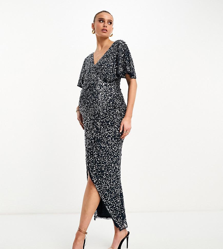 Beauut Maternity Bridesmaid embellished maxi wrap dress Product Image