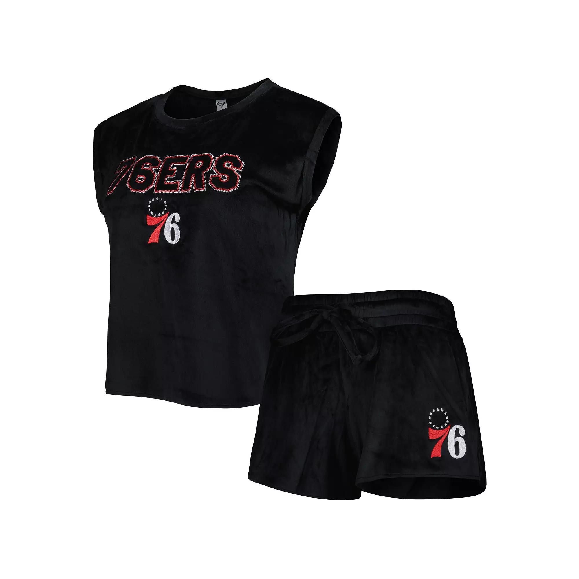 Women's Concepts Sport Black Philadelphia 76ers Intermission T-Shirt & Shorts Sleep Set, Size: Medium, 76r Black Product Image