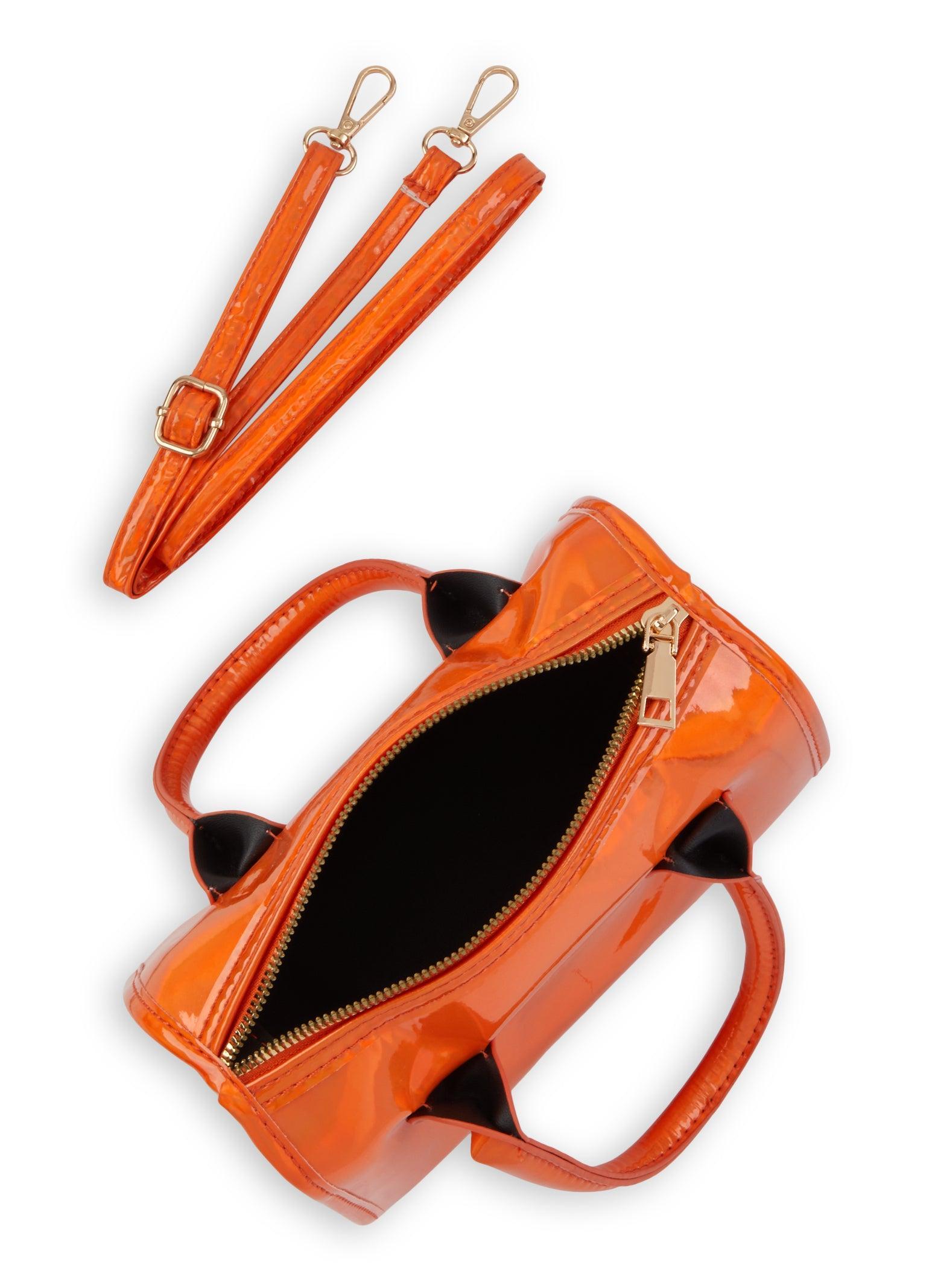 Metallic Faux Leather Convertible Top Handle Crossbody Bag Female Product Image