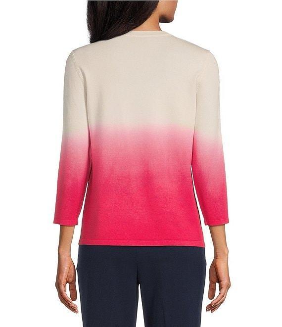 Investments Ombre 3/4 Sleeve Crew Neck Top Product Image
