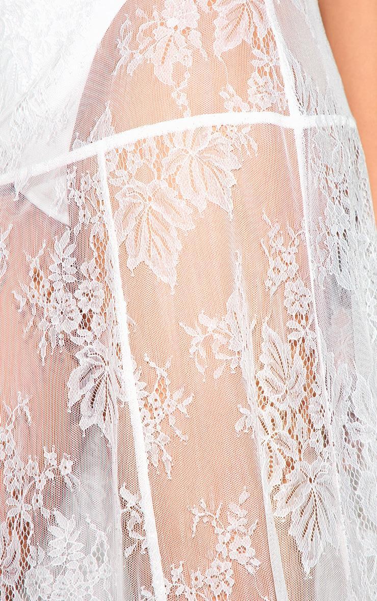 White Panties Insert Floral Lace Sheer Maxi Skirt Product Image