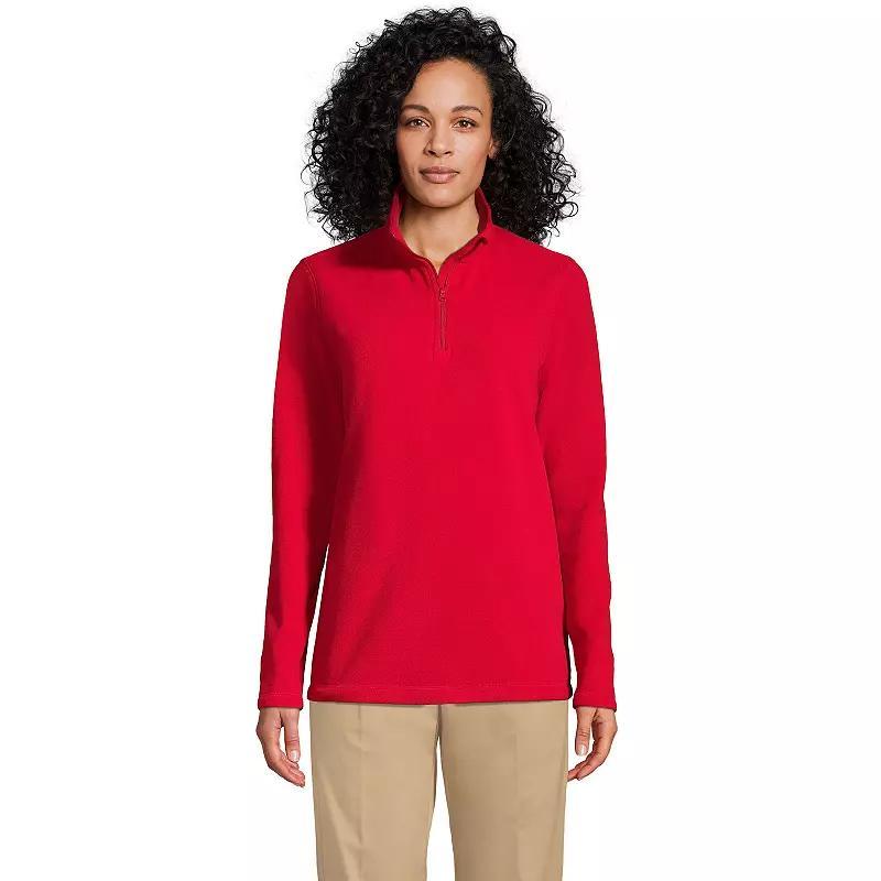 Women's Lands' End Lightweight Fleece Quarter Zip Pullover, Size: Medium, Red Product Image