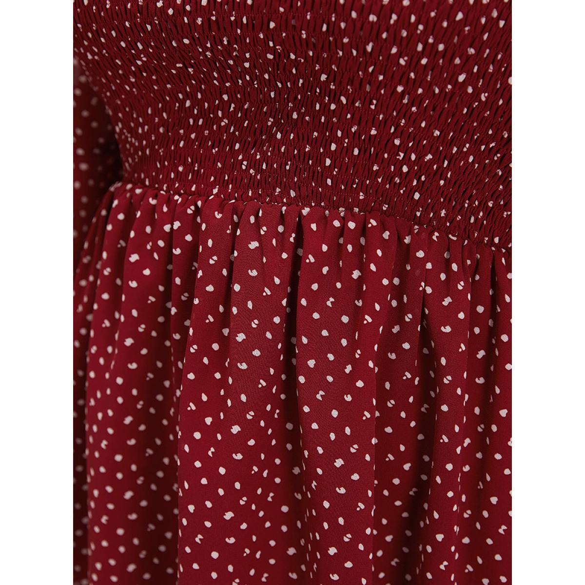 Plus Size Scarlet Leopard Print Frill Trim Shirred Mesh Square Neck Blouse Women Elegant Elbow-length sleeve Square Neck Dailywear Blouses BloomChic 30/6X Product Image