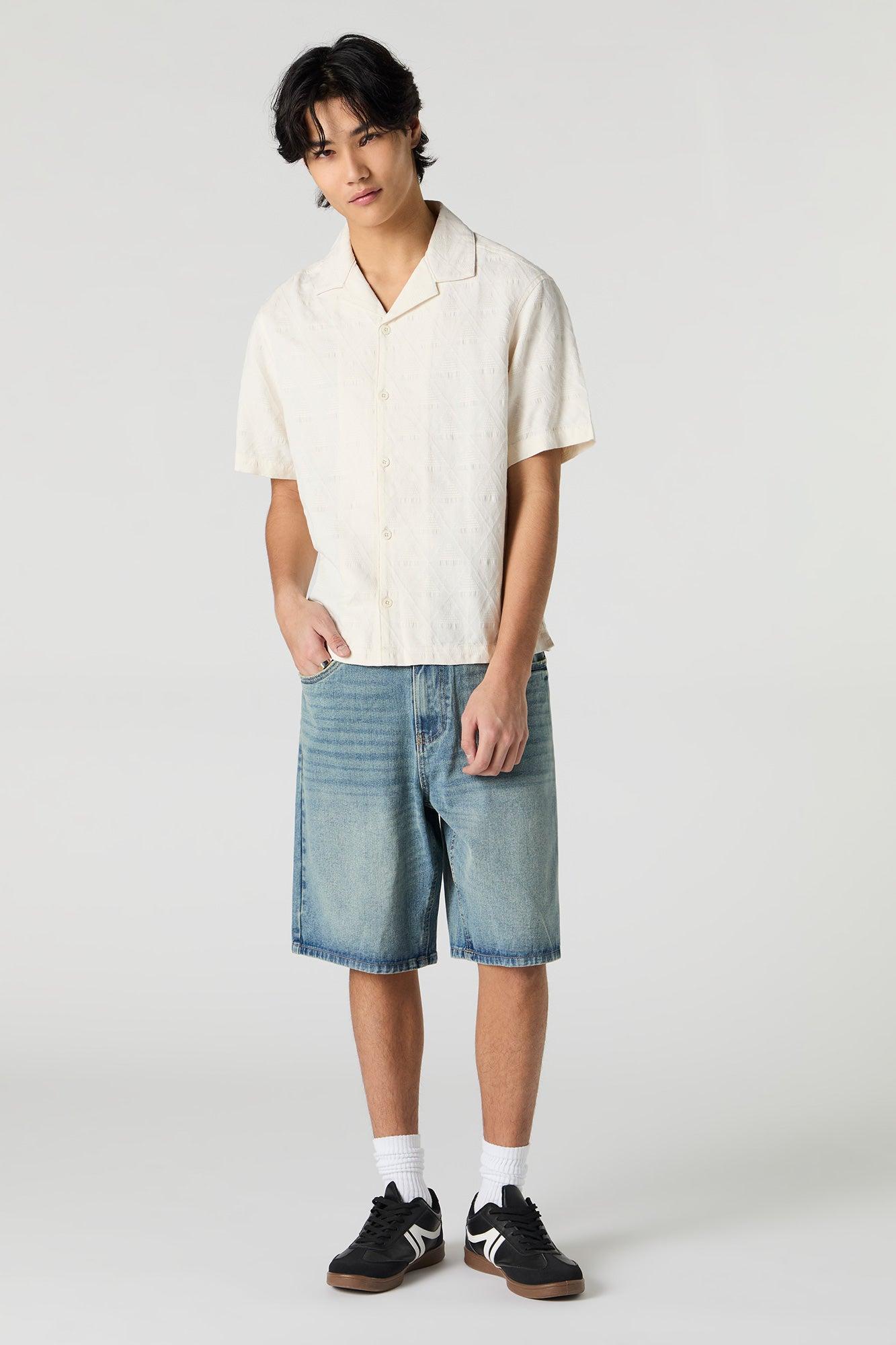 Diamond Textured Button-Up Top Male Product Image