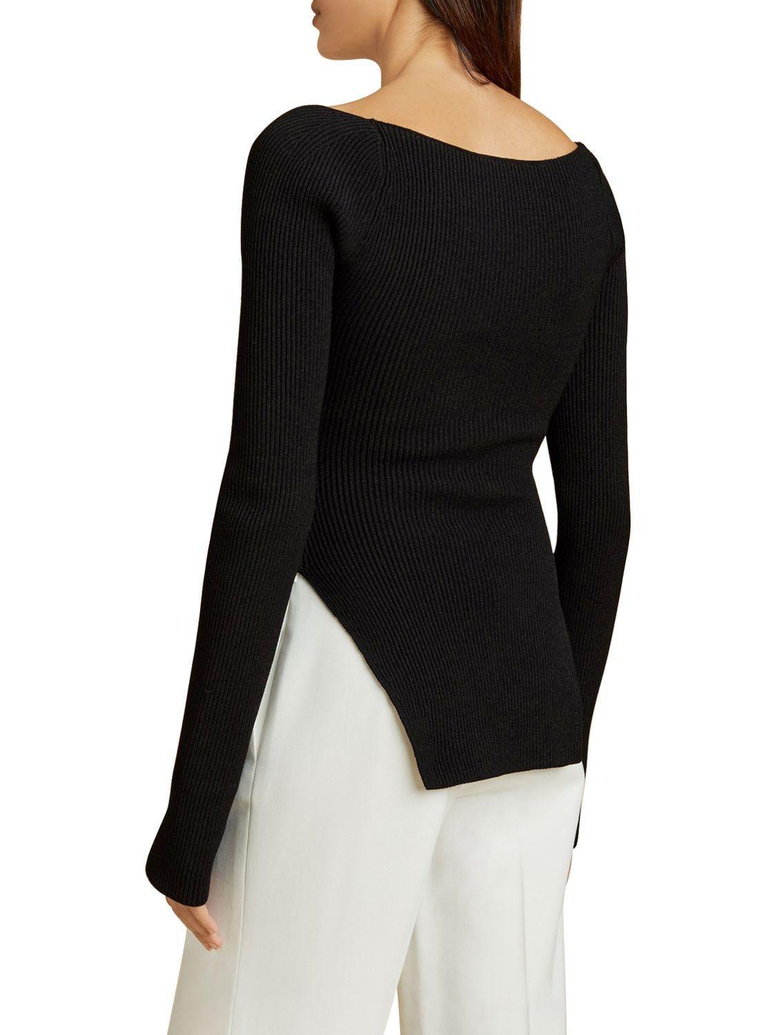 KHAITE Maddy Sweetheart-neck Ribbed-knit Top In Black Product Image