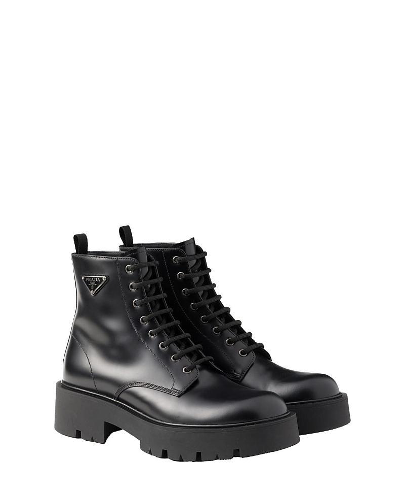 Prada Mens Brushed Leather Combat Boots Product Image