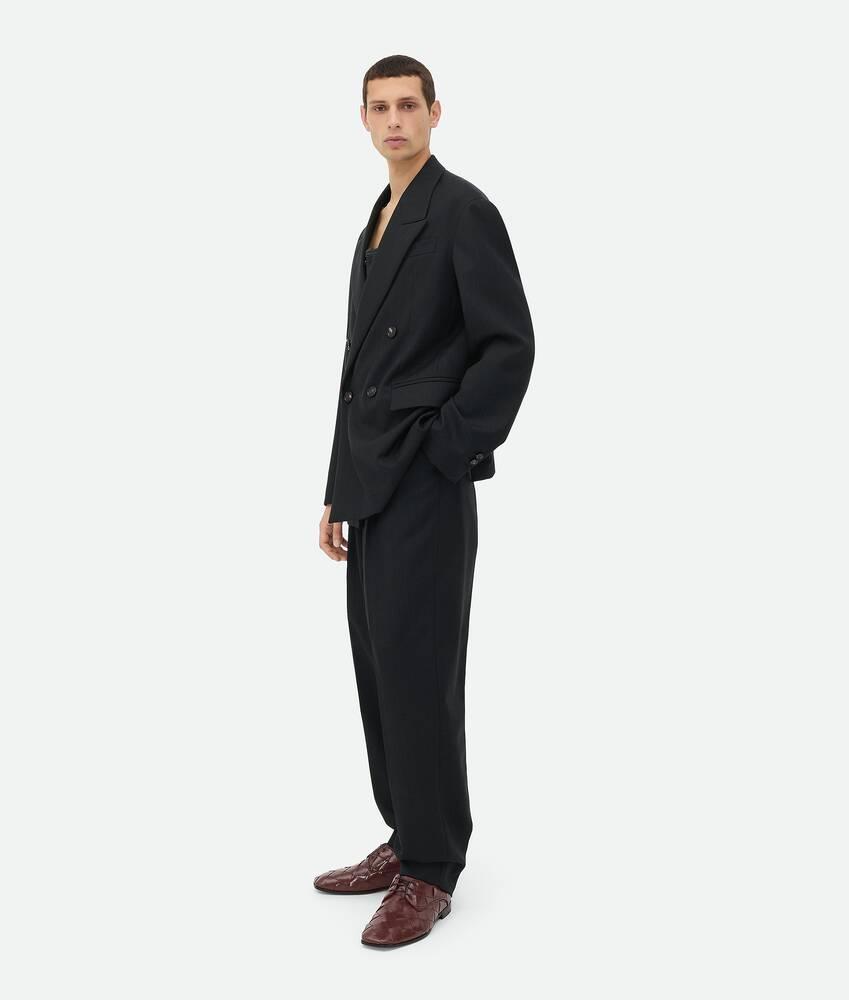 Men's Striped Wool Jacket in Black/dark blue Product Image