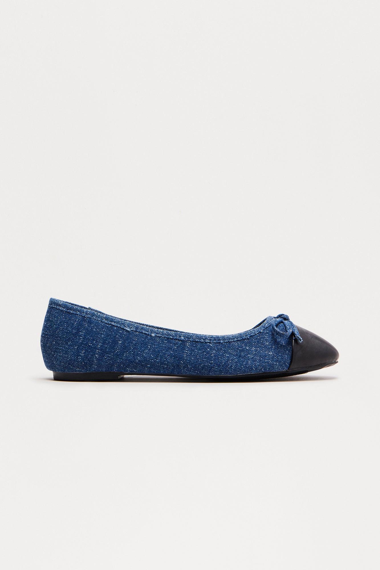 Kipper Bow Ballet Flats - Denim Product Image