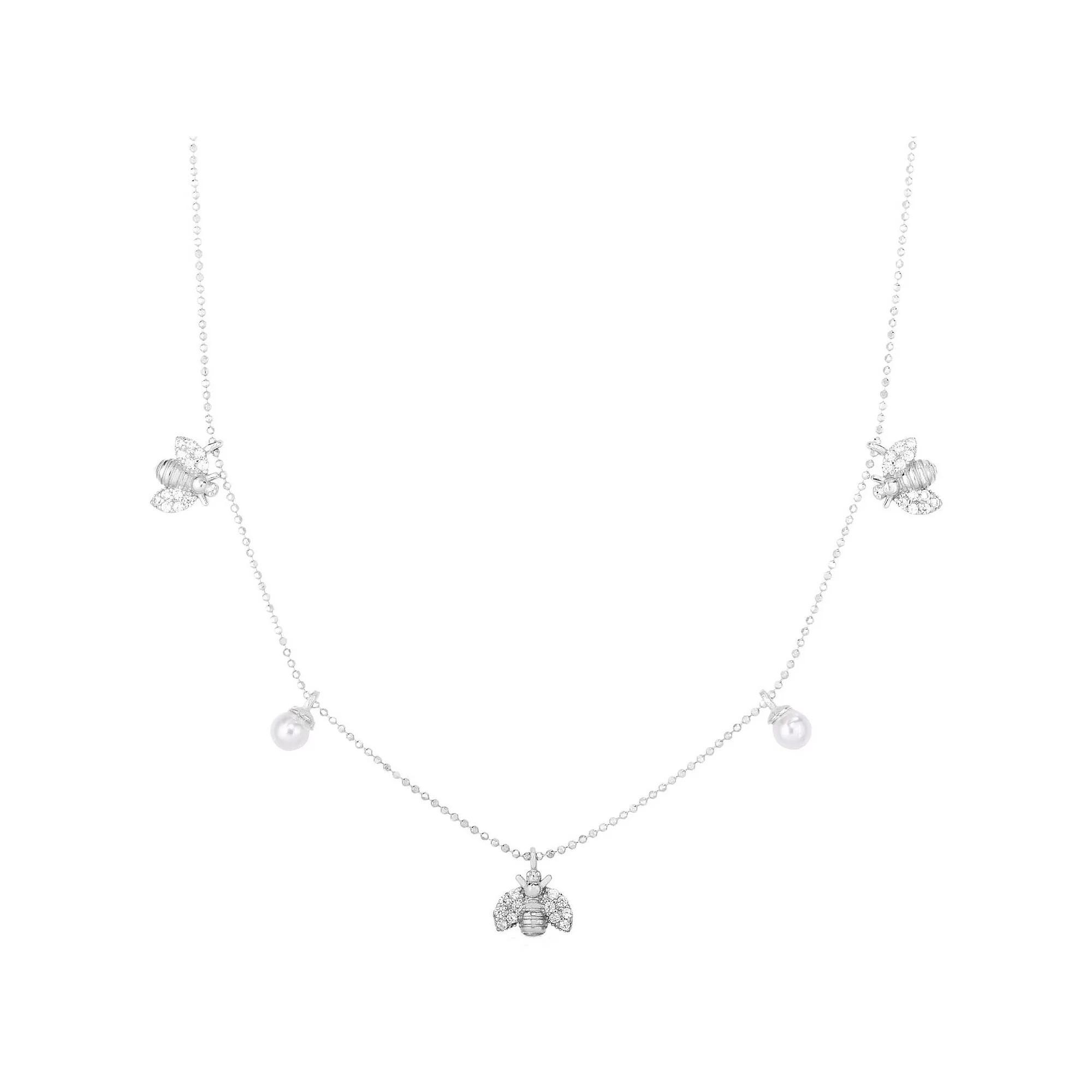 Sunkissed Sterling Cubic Zirconia Bee Charm Collar Necklace, Women's, Size: 18", Gold Tone Product Image