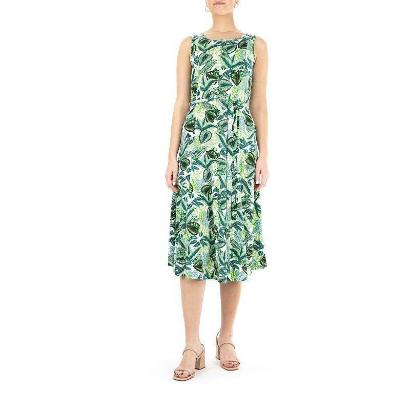 Women's Nina Leonard Print Midi Dress, Size: XL, White Green Team Product Image