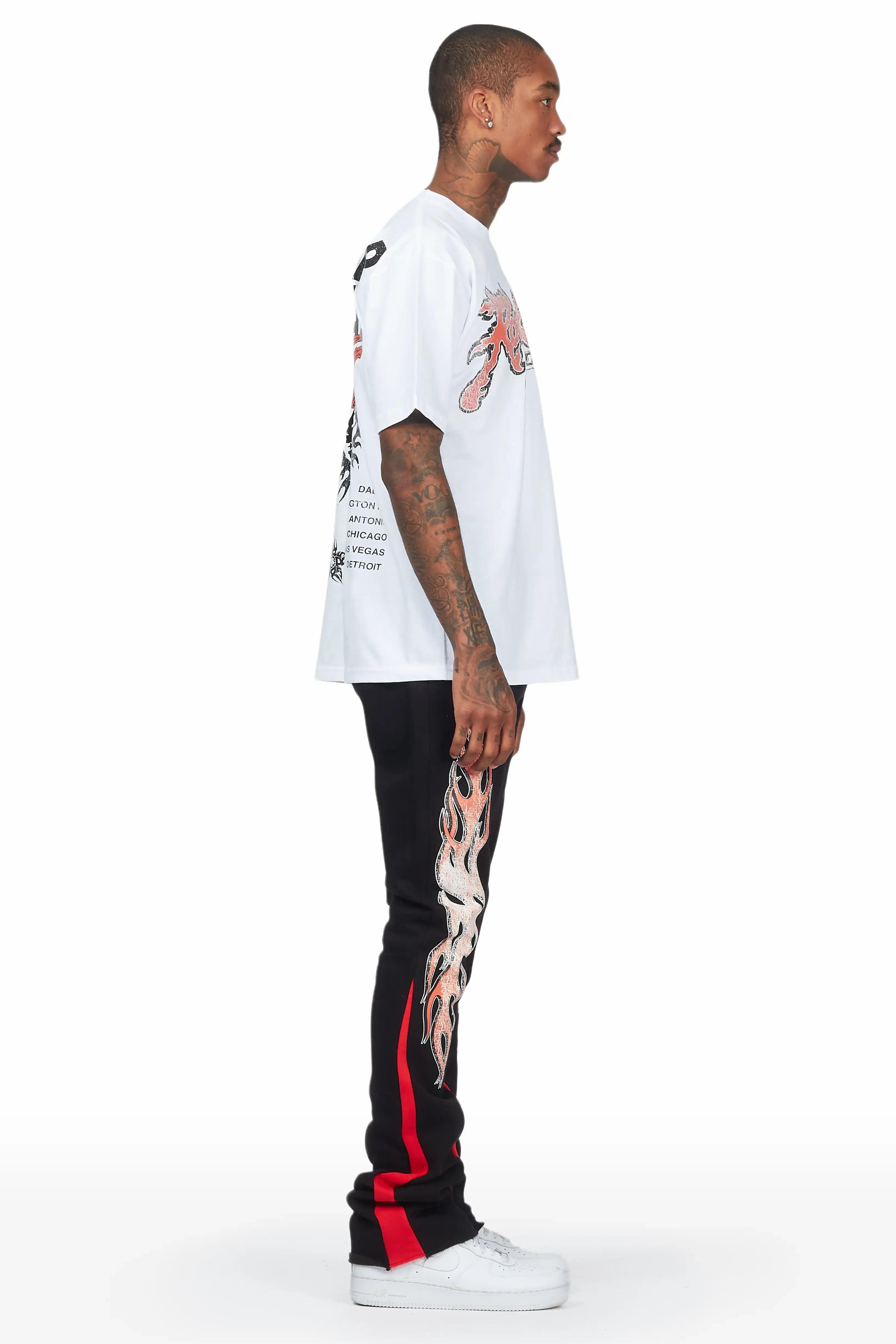 Yash White/Black T-Shirt Stacked Flare Track Set Male Product Image