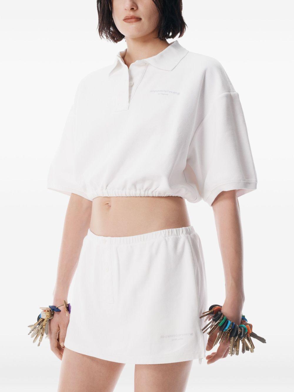 elasticated-hem cropped polo top Product Image