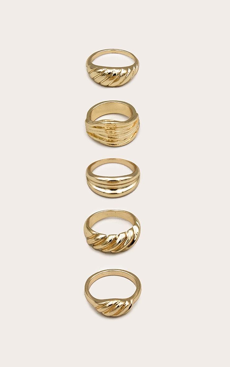 Gold Croissant Detail 5 Pack Ring Set Product Image