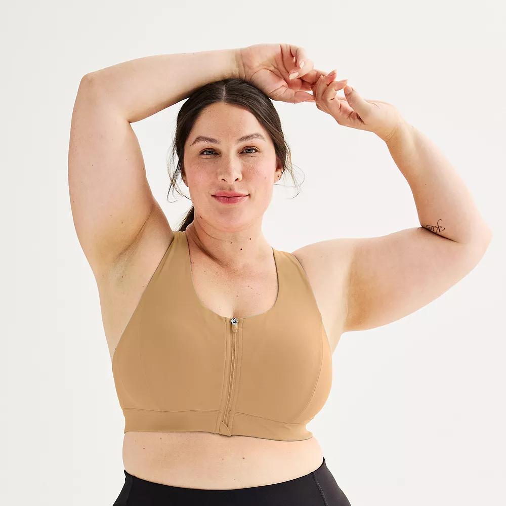 Plus Size Tek Gear® Ultrastretch Medium Support Zip Front Sports Bra, Women's, Size: 4XL, Mini Latte Product Image
