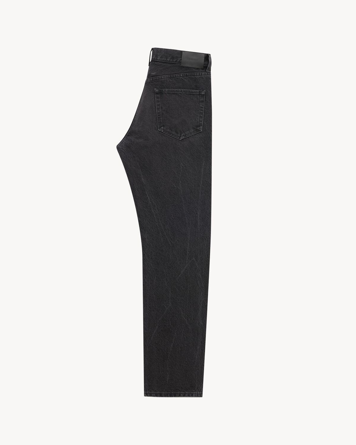 loose-fit jeans in used black denim Product Image