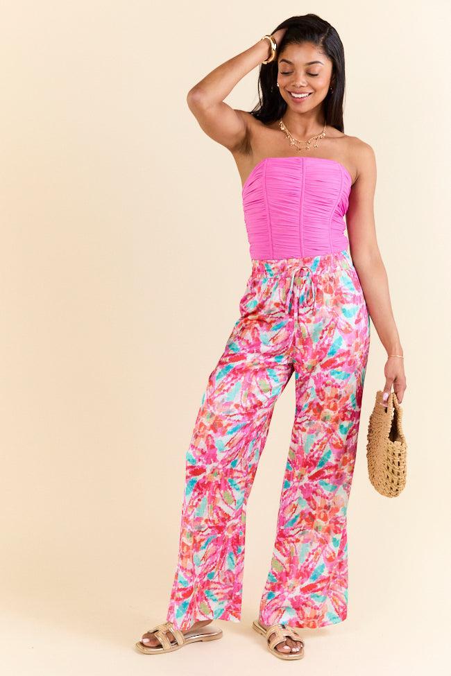 Paddle Out Pink Floral Printed Pull On Pants Product Image