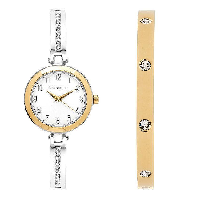 Caravelle by Bulova Womens Gold-Tone Watch & Bangle Bracelet Set - 44X100 Product Image