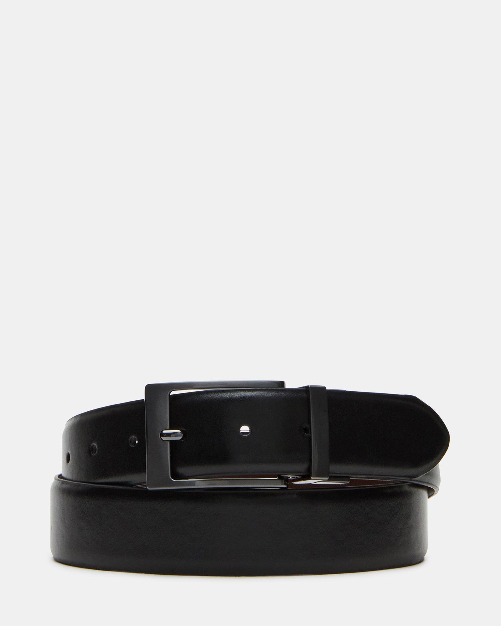 MEN'S REVERSIBLE BURNISHED BELT BLACK/BROWN Male Product Image