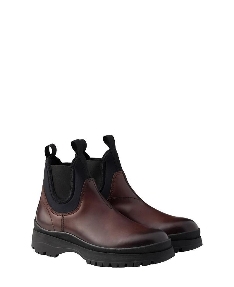 Mens Leather and Stretch Fabric Chelsea Boots Product Image
