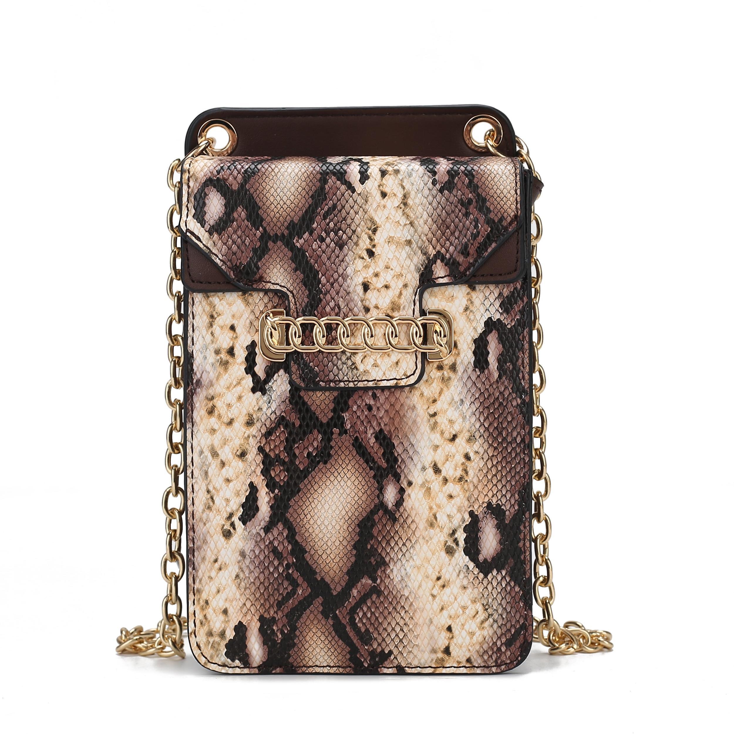 MKF Collection Women's Yael Snake Embossed Vegan Leather Women's Phone Crossbody Handbag Female Product Image