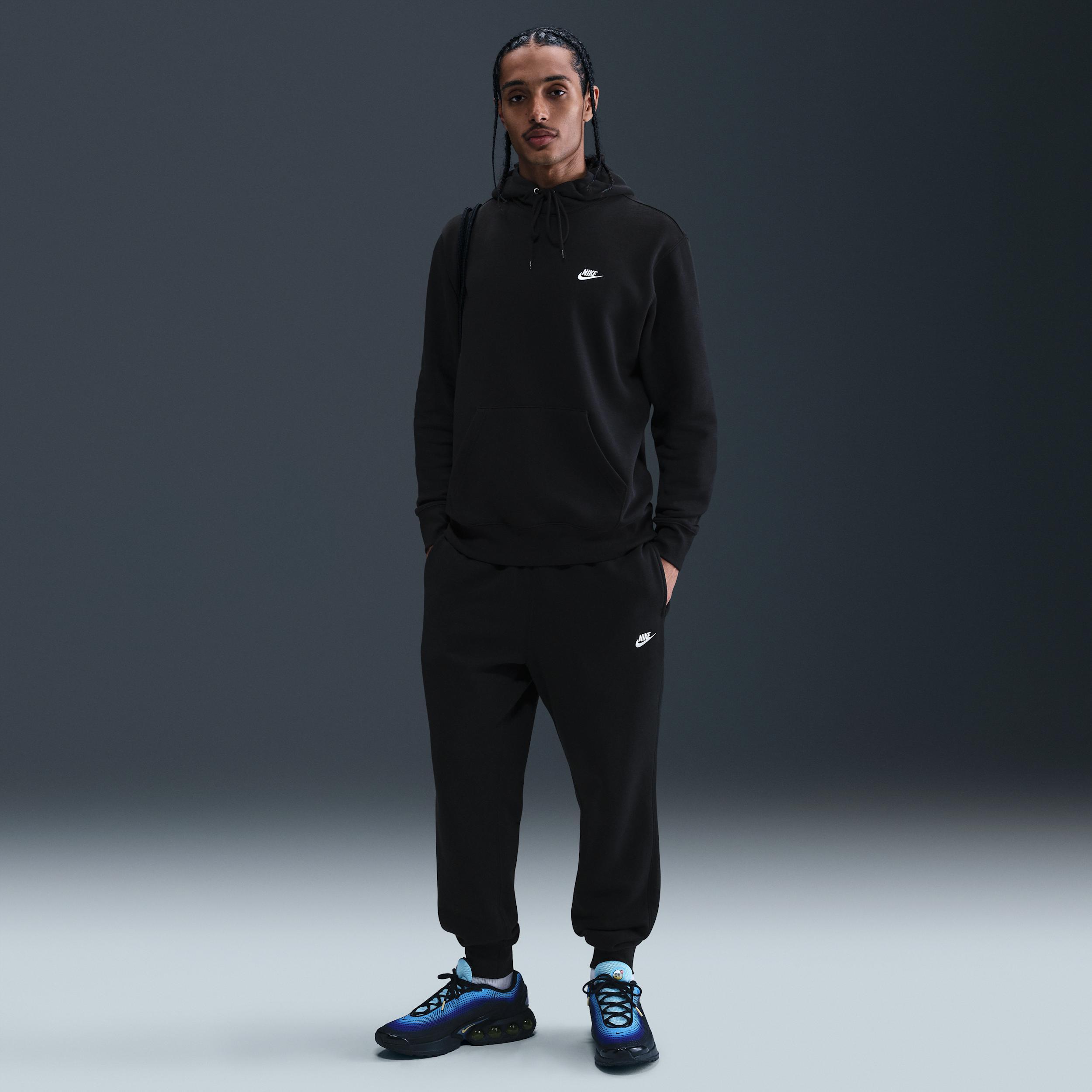 Men's Nike Club Pull-Over Fleece Hoodie, Size: Large, Black Product Image