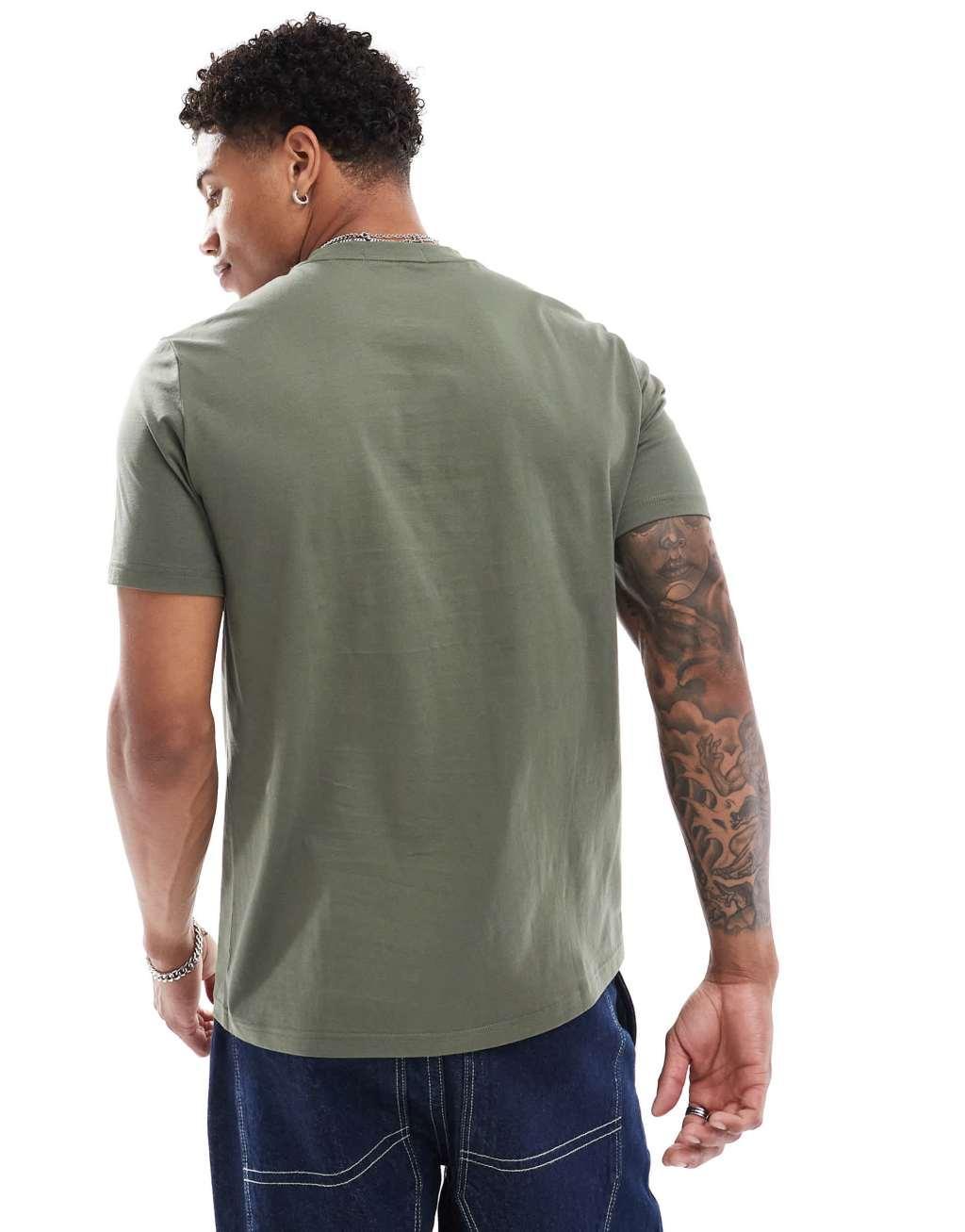 Fred Perry embroidered T-shirt in khaki green Product Image