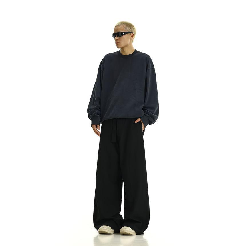 Mid Rise Plain Straight Leg Pants Product Image